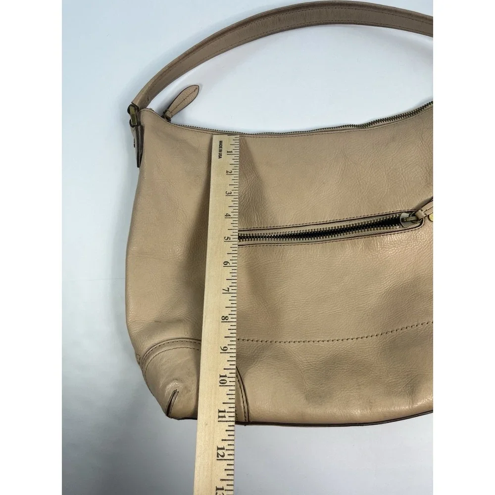 Cole Haan Beige Pebbled Leather Hobo Shoulder Bag Handbag Purse